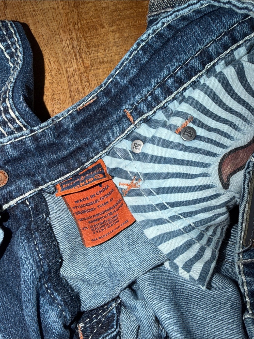 Rock Revival Slim Straight Men’s Jeans in Distressed Blue Denim - Picture 8 of 8